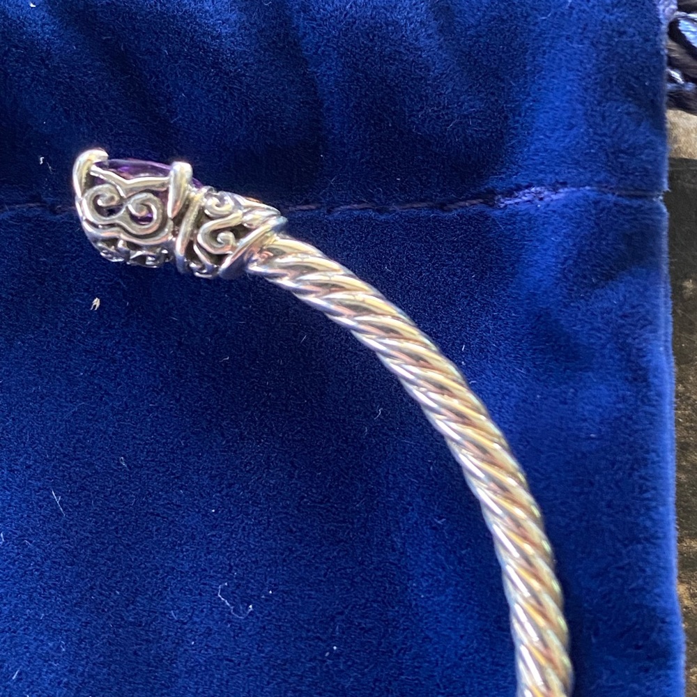 NWT Samuel B. 3mm Sterling Silver 18K Gold Amethyst Glow Bangle Cuff - Picture 6 of 11